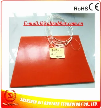 

Silicone Heating Pad for Metal Plate 24v 450w 400*600*1.5mm Silicone Rubber Heater adhesive 1side 100k thermistor 1000mm lead