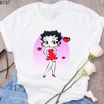 

Betty Boop T Shirt Women Cartoon Snow White Girls Animal Print T-shirt Women Vogue Casual Tee Shirt Femme Kpop Summer Tops