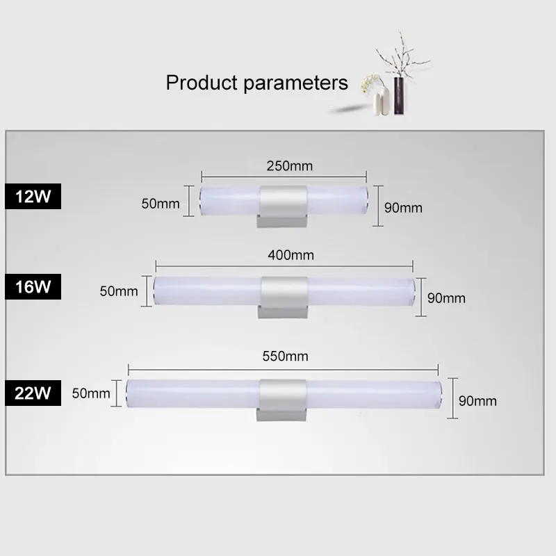 Настенный светильник 12 Вт 16 Вт 22 Вт 85-265 в светодиодный зеркальный светильник водонепроницаемый светодиодный светильник современный акриловый настенный светильник для ванной