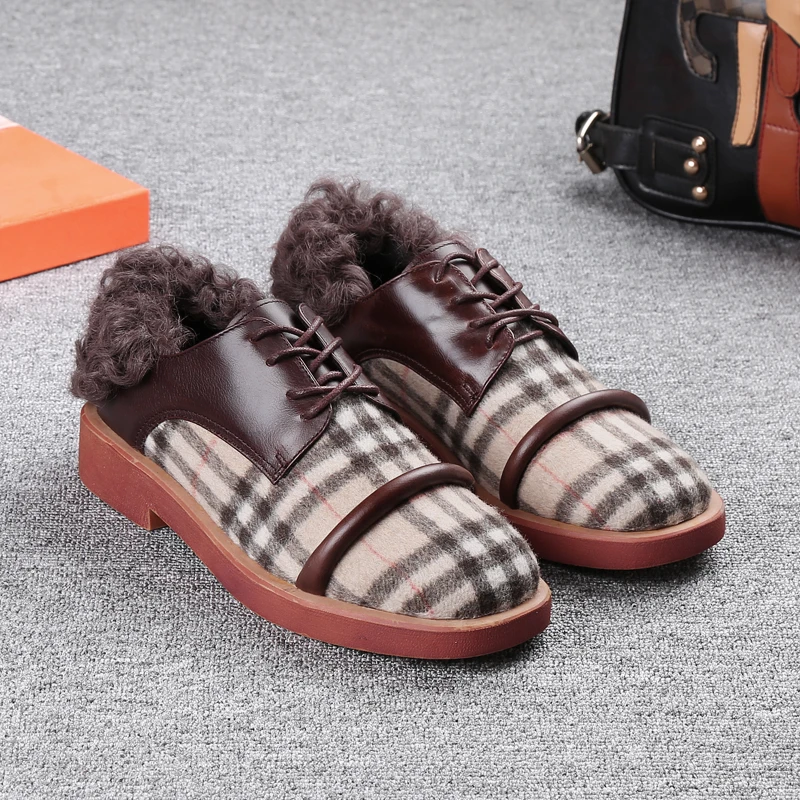 

Shoes Woman Fall Winter Low Heels Costume Tweed Bullock Women Shoes Sapato Feminino Lace Up Stripe Ladies Shoes Zapatos De Mujer