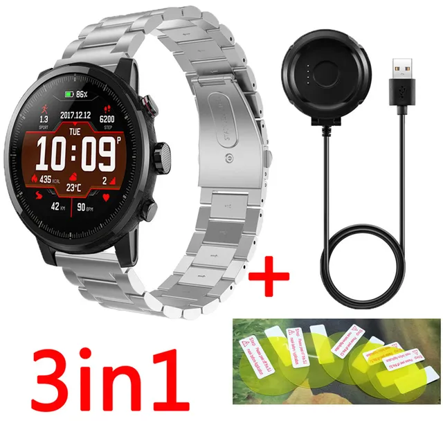 3in1 For Original Xiaomi Huami Amazfit Stratos 2 Strap bracelet smart watch Stainless steel band ...