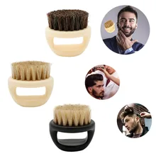 Щетка для бороды с ручкой в форме кольца для мужчин, щетина для гривы, маленькая круглая пластиковая расческа для волос и усов на лице