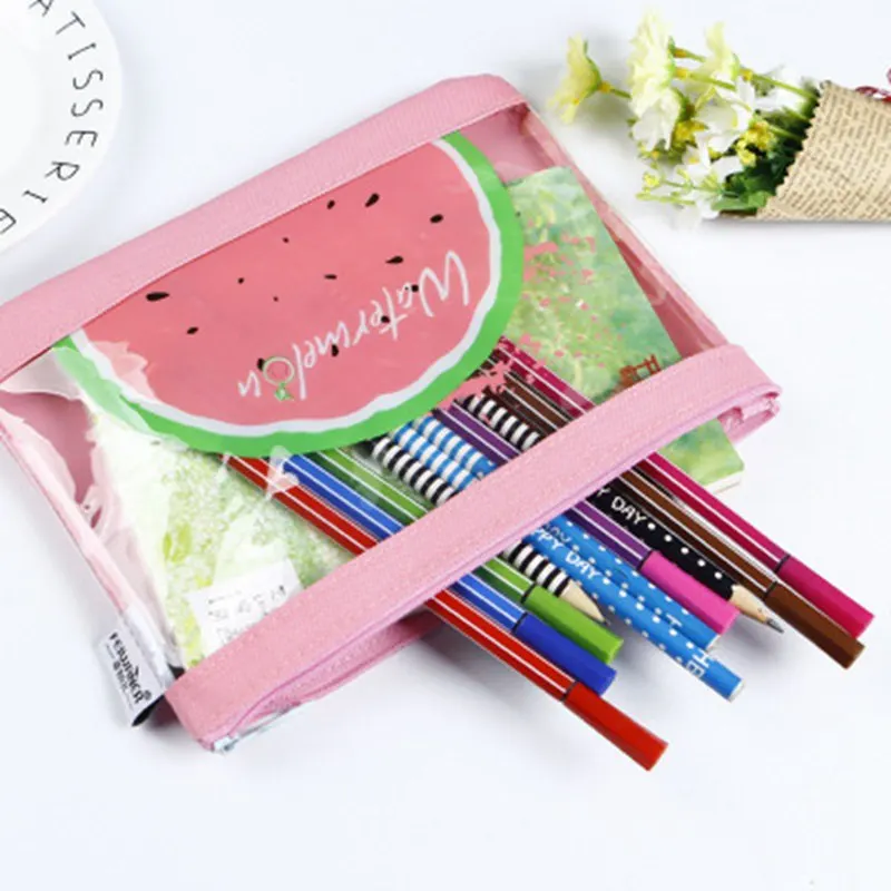 شفافة التجميل أكياس لطيف الكرتون PVC حقائب للزينة السفر المنظم الجمال حالة المرأة حقيبة مستحضرات تجميل حمام غسل صندوق مستحضرات التجميل