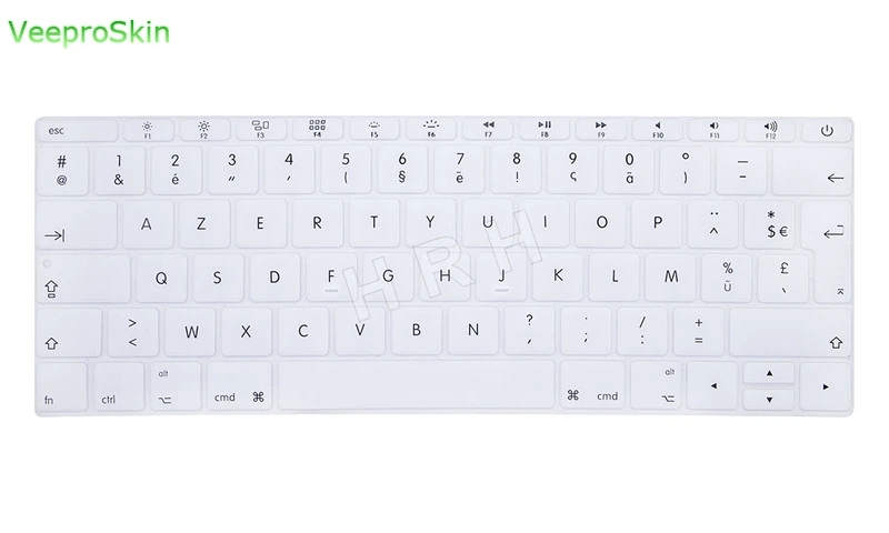 Для Macbook 12 дюймов AZERTY французский Великобритания силиконовая клавиатура кожного покрова для MacBook New Pro 1" A1708( версия, без Touch Bar - Цвет: White