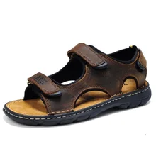 Новые летние мужские сандалии модная пляжная обувь для отдыха водонепроницаемые сандалии на плоской резиновой подошве Sandalia DE cuero DE los hombres