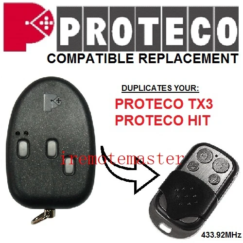 

PROTECO TX3,HIT compatible replacement remote control 433MHZ fixed code