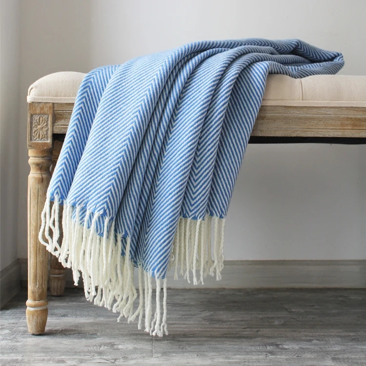 

100% Modern geometric striped paid Nordic American Style Bedding Couch Cover thread towel grey throw Blanket sofa picnic