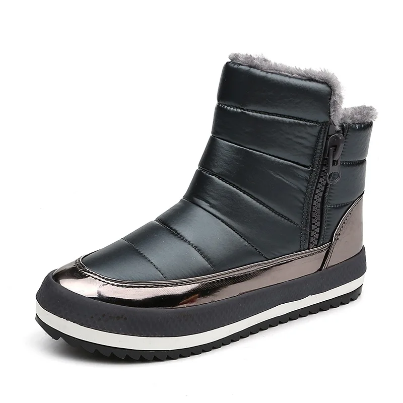 Женские ботинки; botas mujer; женская зимняя обувь; теплые зимние ботинки; зимние водонепроницаемые ботильоны - Цвет: gray