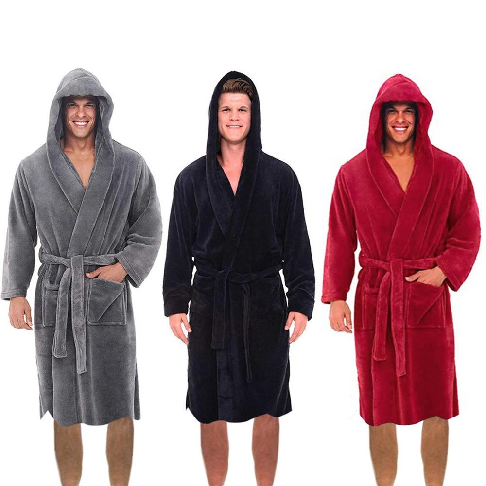 Littleice Unisex Mens Womens Flannel Hooded Robe Plush Shawl Kimono Long Bathrobe Coat Littleice Unisex Mens Womens Flannel Hooded Robe Plush Shawl Kimono Long Bathrobe Coat