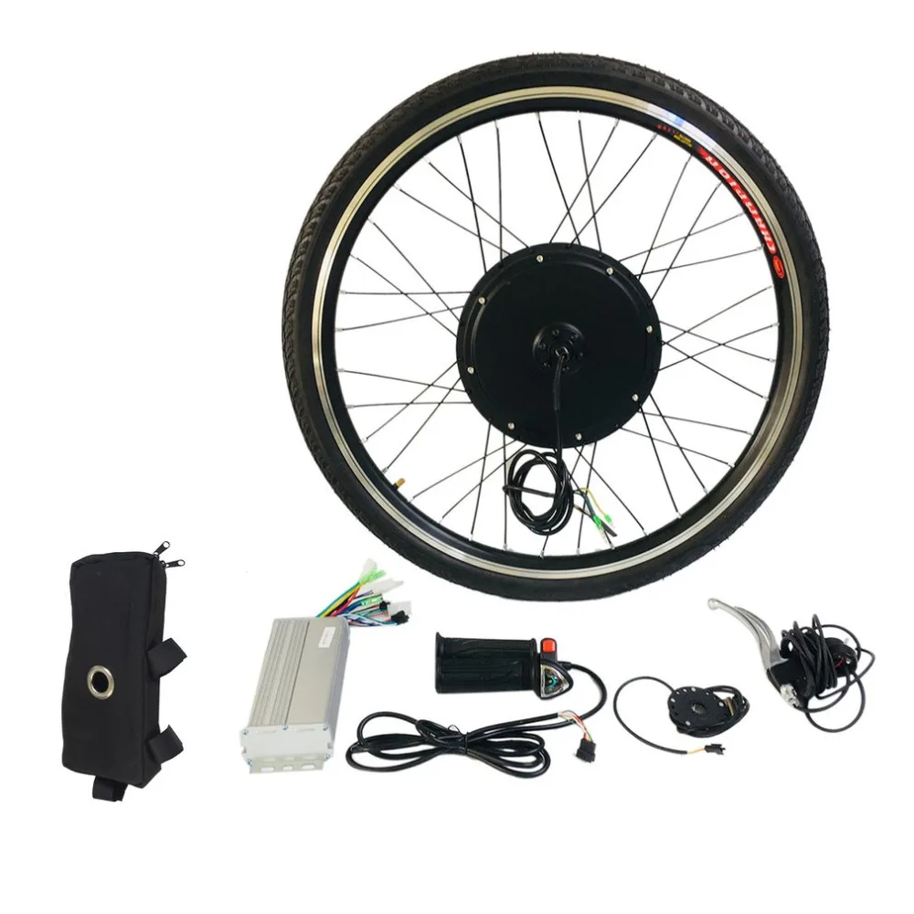 

1000W Electric E Bike Conversion Kit 26" Front Wheel Motor Bicycle Hub 48V Aluminum Alloy Tool Kit Crank Speed Sensor