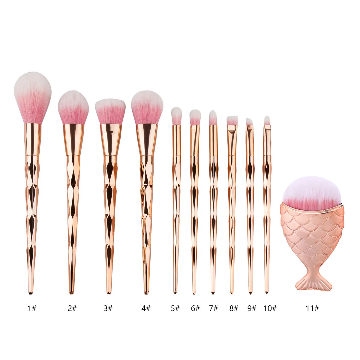 

1Pcs Diamond Makeup Brush Set Big Fish Tail Foundation Powder Brushs Blending Eyeliner Eyeshadow Contour Brush