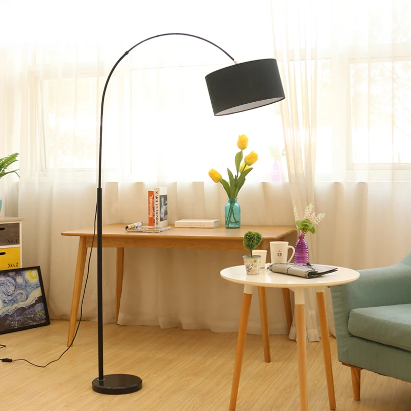 Современный простой СВЕТОДИОДНЫЙ торшер для спальни, гостиной, черно-белая мраморная Рыбацкая модель, тканевая художественная прикроватная тумбочка для дивана, стоящая лампа