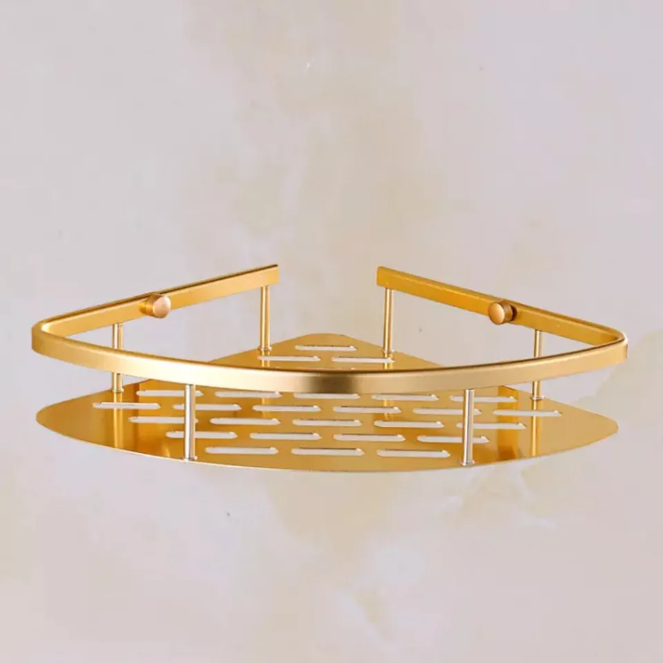 Bathroom Gold Triangle Shelf Wall Mounted Corner Basket Floating Shelves Shampoo Soap Hair Dryer Holder Etagere Mural Repisa Bathroom Shelves Aliexpress