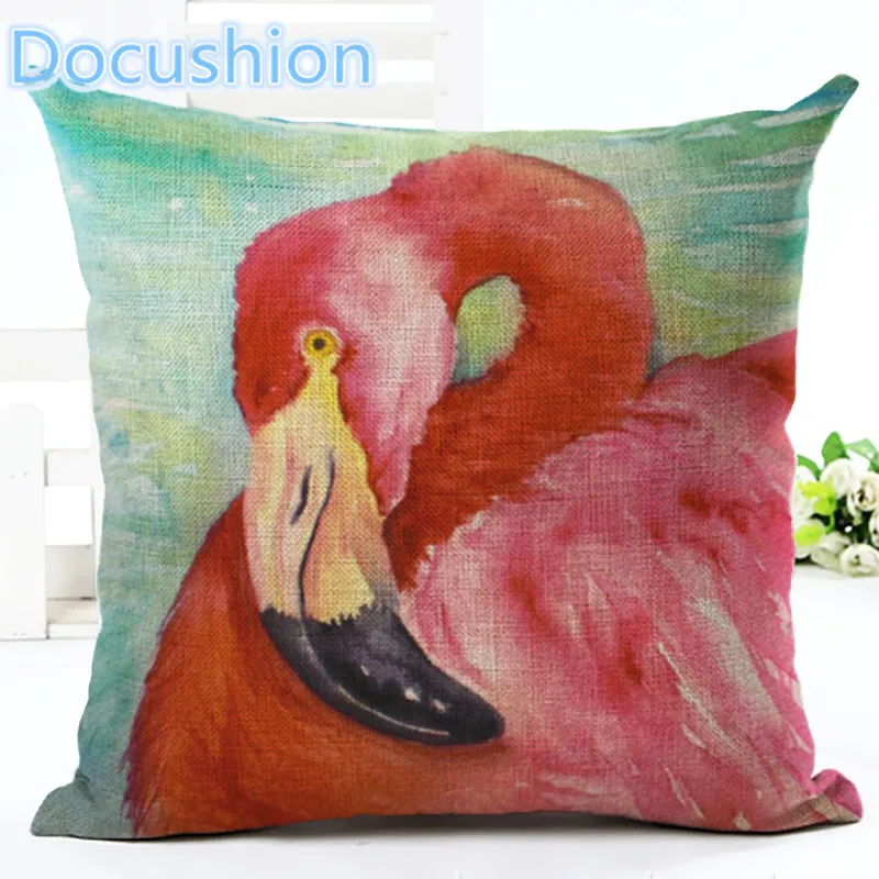 

Vintage Home Decorative Flamingo Printed Throw Pillow Houseware Fashion Gift Cushion Cover Decor Almofadas Pillowcase Cojines