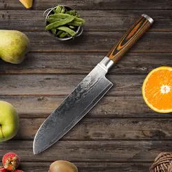 SUNNECKO 7 "дюймов Santoku нож Дамаск японский VG10 Сталь острое лезвие кухонные ножи Pakka деревянной ручкой Кливер нарезки