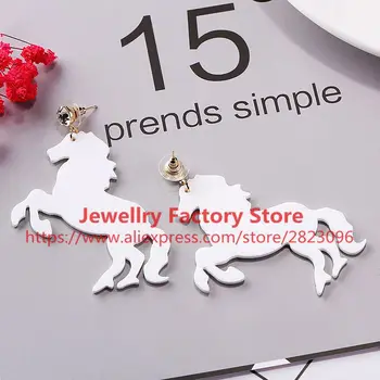 

200sets /lot exclusive white horse lady earrings designer acrylic material jewelry earrings for women wholesale