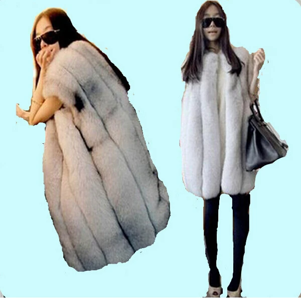 

REROYFU Female Natural Fox Furs Jacket Genuine Blue Fox Fur Vest Women's Long Real Furs Waistcoat Winter Warmest Coat