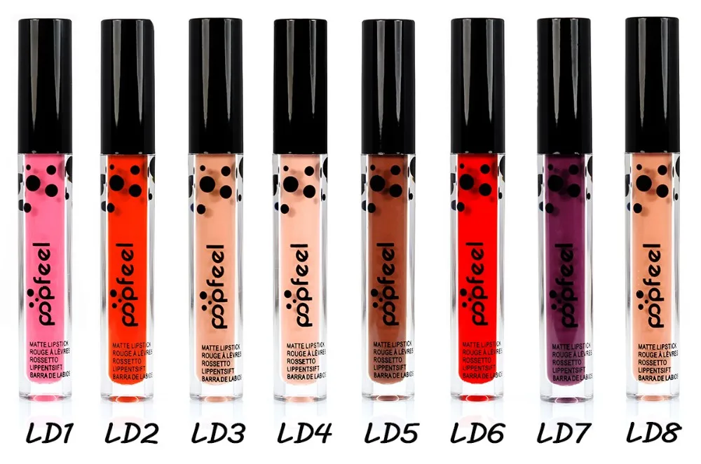 Popfeel бренд Макияж Блеск для губ Matte Lip stick Водонепроницаемый Долгое Ню бархат жидкость для губ Губная помада матовая batom