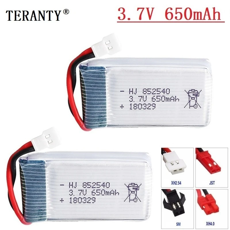 

40c 3.7V 650mAh lipo battery For Syma X5 X5C X5C-1 X5SC X5SW X6SW H9D H5C L15FW 650mah 852540 3.7V RC Drone battery parts 2pcs