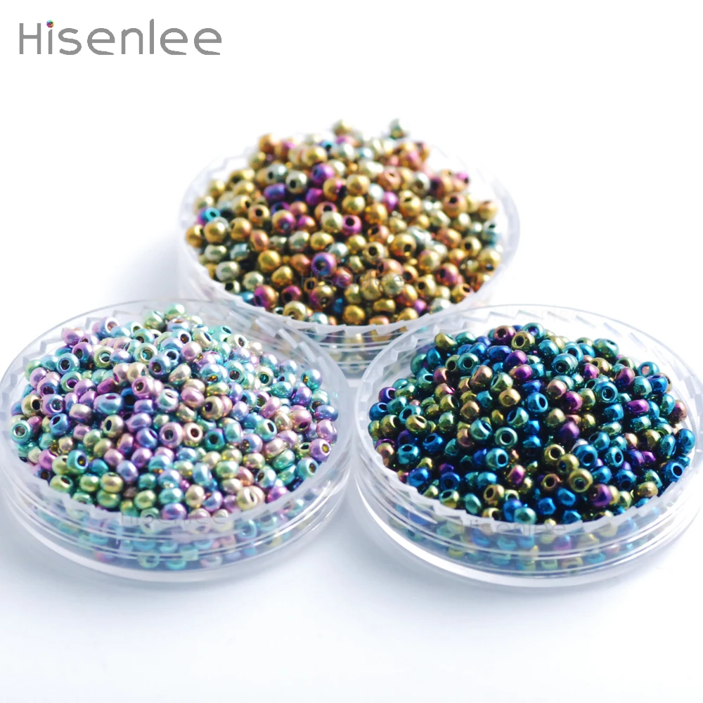 Hisenlee 2 мм 3000 шт стеклянные бусины 3 вида разноцветные блестящие круглые бусины Spacer DIY браслет ожерелье ювелирные изделия