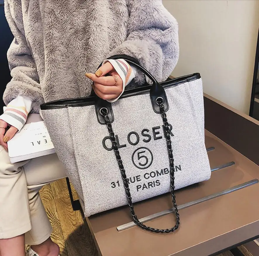 

Designer Bags Famous Brand Women Bags New Fashion Chain Large Capacity Simple Shoulder Tote Retro Environmental Shopping Bag