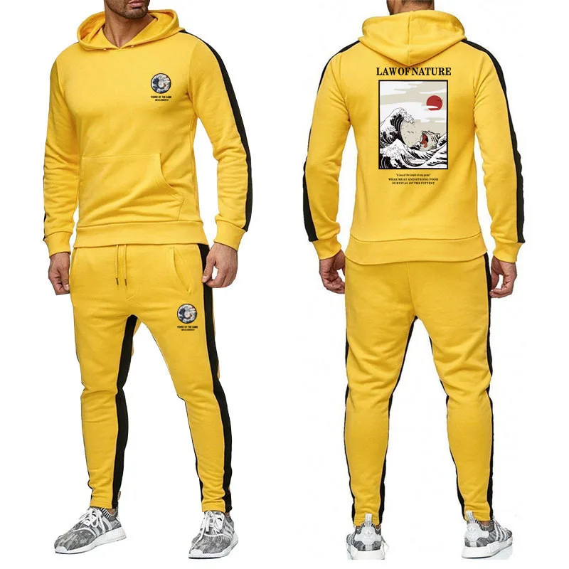 

New 2019 Letter Printed Tracksuit Fashion Men Sportswear Two Piece Sets All Cotton Fleece Thick hoodie+Pants Sporting Suit Male
