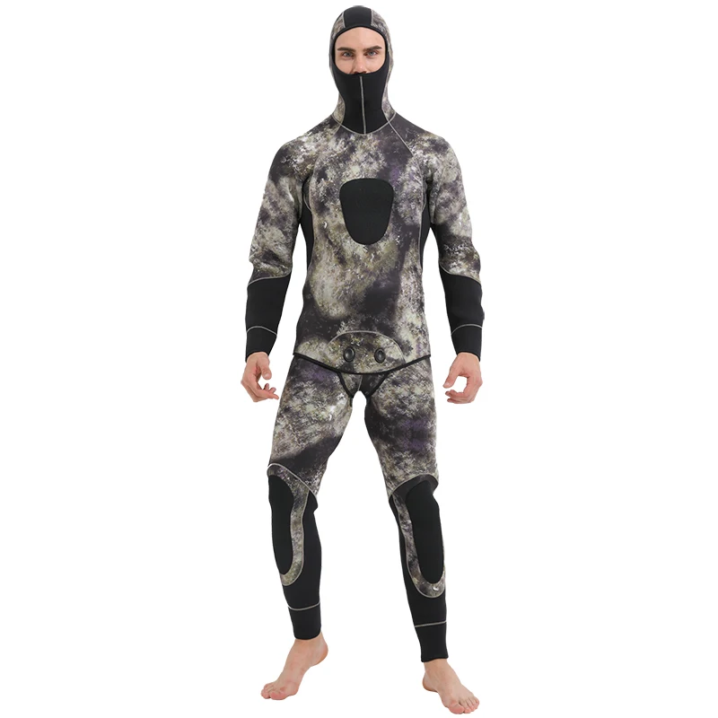 5 мм Дайвинг костюмы для мужчин всего тела сохраняет тепло неопрен гидрокостюм трубка Подводная охота рашгарды серфинг купальники с капюшоном - Цвет: 5MM