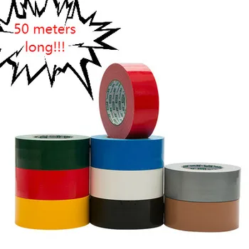 

50M PE Film Material of 50M High Viscosity Color One-sided Cloth-based Adhesive Tape Strong Waterproof Carpet Tape with Random C