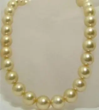 

HUGE PERFECT ROUND 18"11-12MM NATURAL SOUTH SEA GENUINE GOLD PEARL NECKLACE AAA