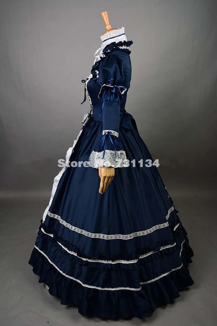 dark blue victorian dress
