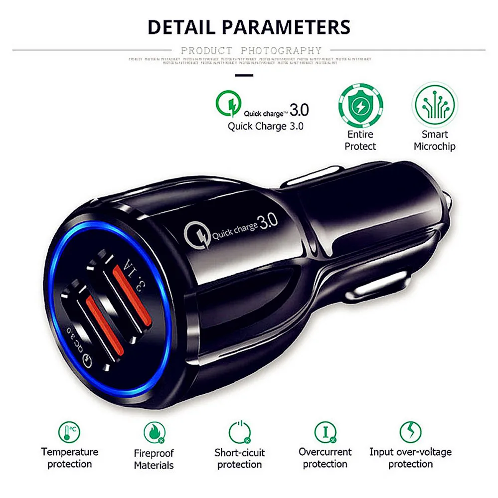Автомобильное зарядное устройство Quick 3 0 с двумя USB-портами |