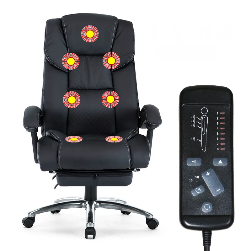Cowhide Massage Office Chair Household Leather Computer Boss Chair Swivel Lifting Gaming Chair Recl