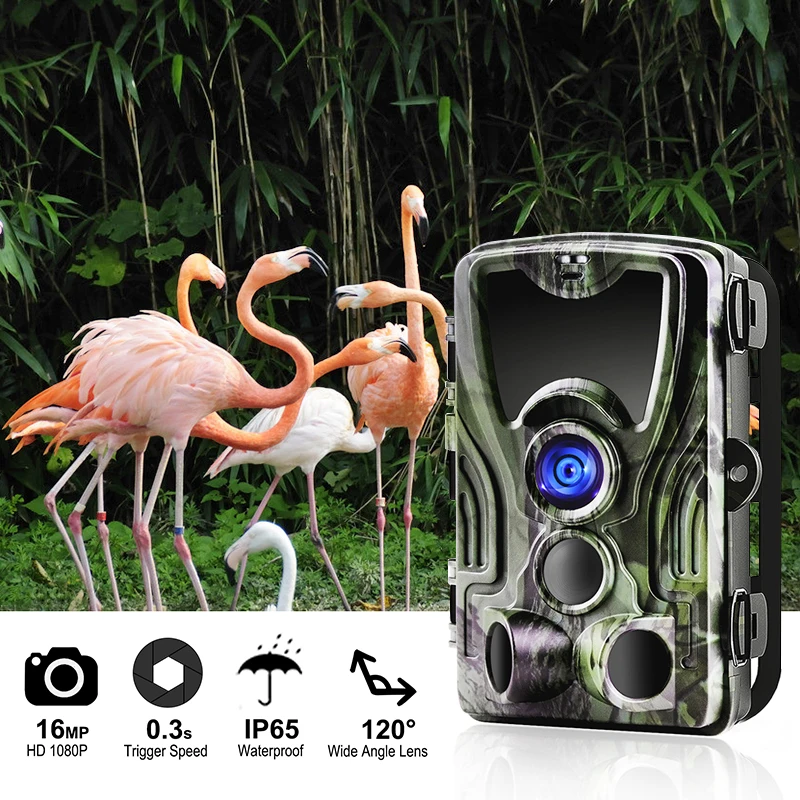 

EYOYO Trail Camera 16MP 1080P 36 Infrared LEDs Hunting Camera Waterproof 120 Degree Angle Wild Hunt Camera HC-801A scout camera