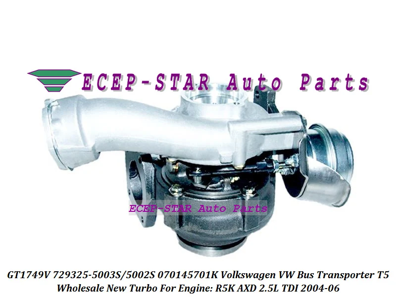 GT1749V 729325 729325-5003S 729325-5002S 070145701K Turbo Turbocharger For VOLKSWAGEN VW Bus Transporter T5 2004-06 R5K AXD 2.5L  (5)
