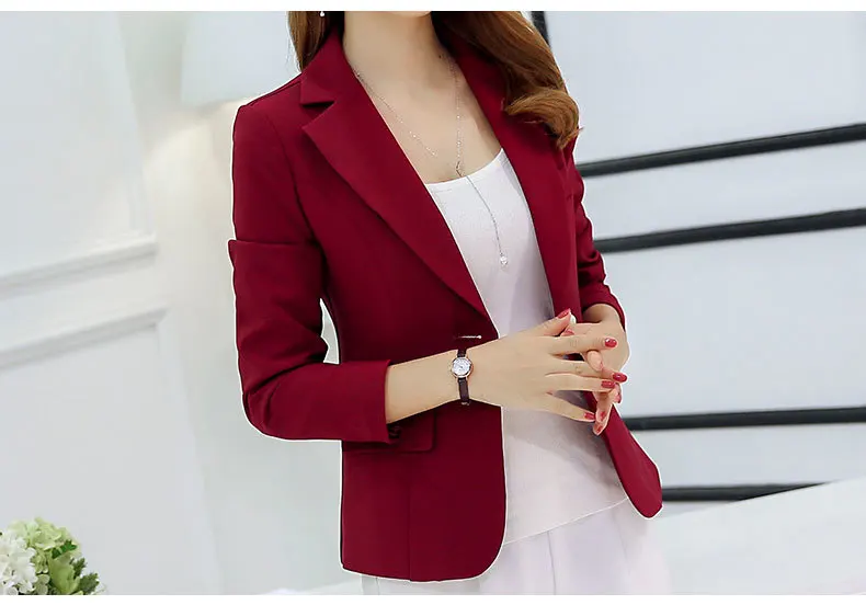 Приталенные куртки и пальто, блейзер для женщин, официальные однотонные красные и серые куртки, офисная работа, зубчатый Женский блейзер, пальто, Feminino Mujer