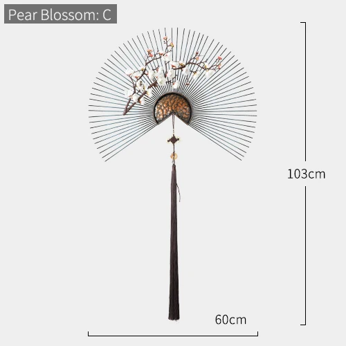 Металлические настенные украшения цветок гостиная настенный орнамент китайский современный креативный Диван ТВ фон 3d висящий роскошный настенный Декор - Цвет: Pear blossom C60