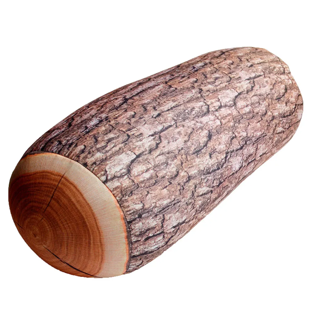 Цилиндрическая мягкая подушка с наполнителем из микрогранул Подушка-валик деревянное бревно дерево пень декор сада текстильные подушки
