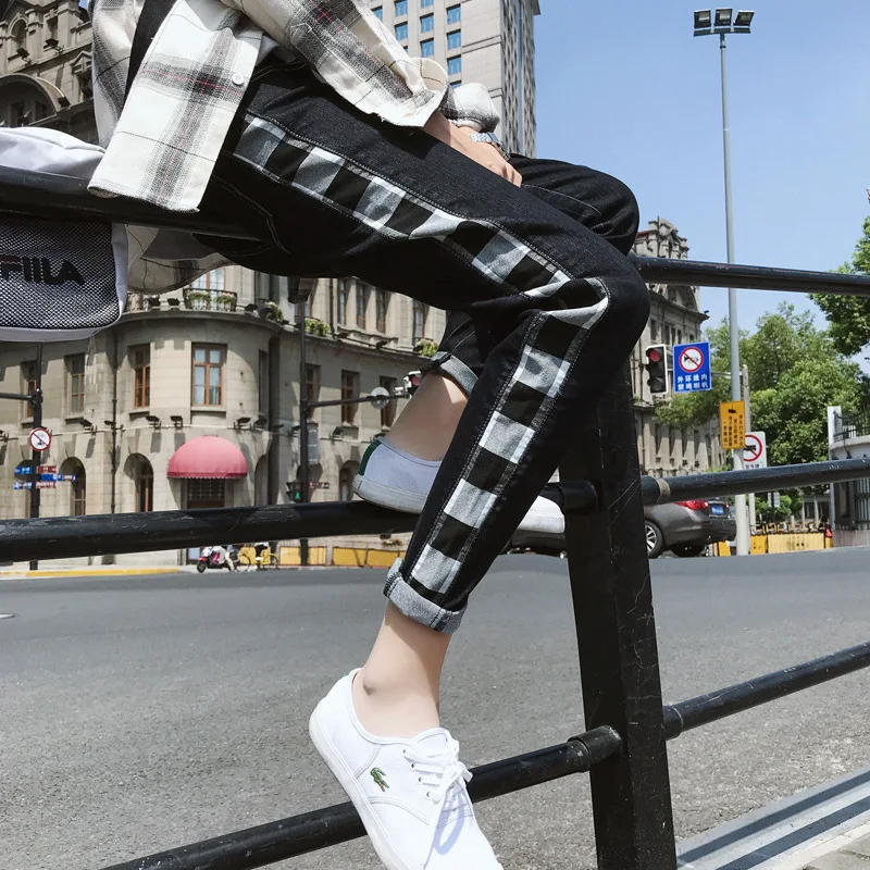 2019 spring new men's casual versatile jeans comfortable breathable stretch men's casual pants boys feet casual pants