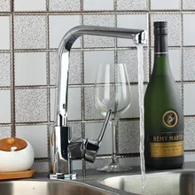 Современные специальные Дизайн кухонный кран хром полированный бортике одной ручкой на одно отверстие горячая холодная вода смеситель для кухни