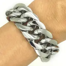 21 MM Mens Boys Close Links Curb Cubano Pulsera, Venta de La promoción, Acero Inoxidable 316L Enfriar Mujer Hombre Pulsera de Plata Regalo de La Joyería