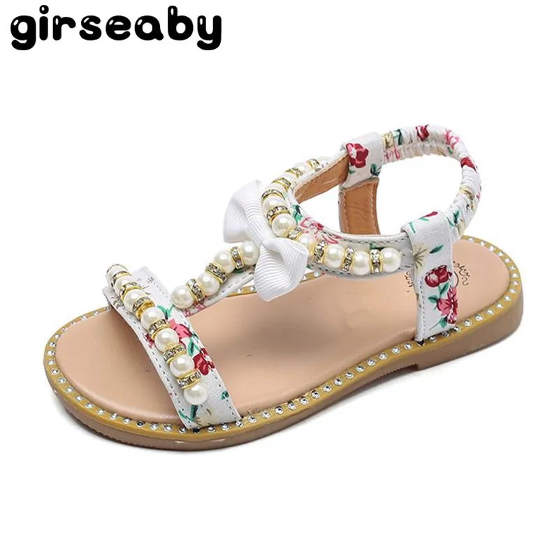Girseaby Kids Baby Little girls Summer Pearl Sandals flats flower