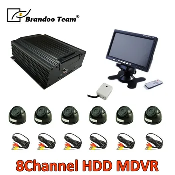 

Free shipping.8CH 960H HDD MDVR HDD logger 8CH DVR system with 6pcd Dome camera and 7.0inch car monitor.