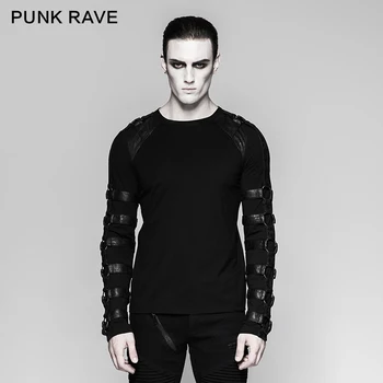 

PUNK RAVE Men's T-shirt Gothic Punk Iron Man Heavy Metal Motocycle Casual Long Sleeve Tops Shirt Personality Hip Hop Streetwear