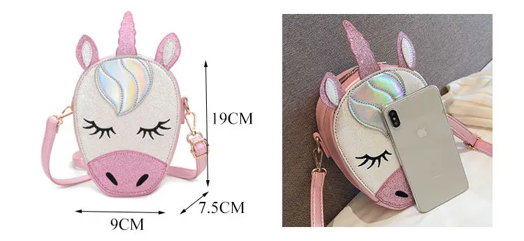 Rdywbu, новинка, блестящий единорог, сумка через плечо, для девушек, милая сумка из искусственной кожи, летняя женская сумка-мессенджер для телефона, B723