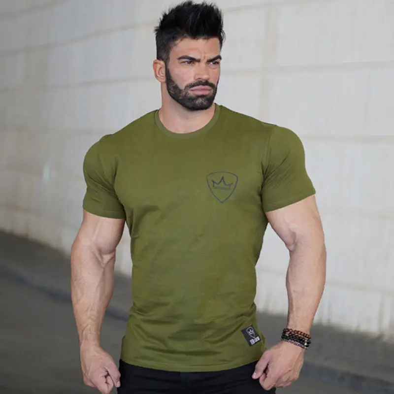

2017 summer new mens cotton t-shirt fitness Short sleeve o-neck shirts male Fashion leisure Slim Fit tees tops brand clothes