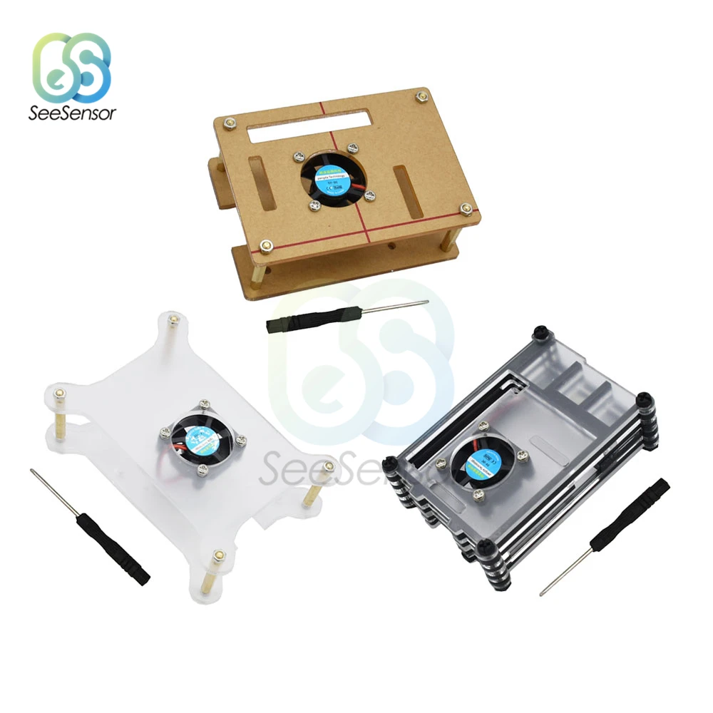 

For Raspberry Pi Acrylic Case with DC 5V Cooling Fan Screwdriver Acrylic Cover Shell Box for Raspberry Pi 4 Model B/3B+/3B/2B