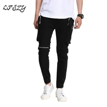 

Men's Jeans Spring and Summer New Slim Korean Men's jeans 2019 New Zipper jeans Anti-theft large Pocket Black jeans Size 28-36