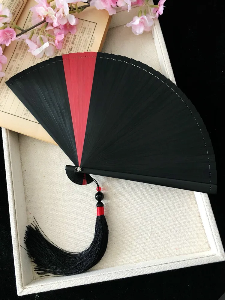 

Retro Chinese Style Small Folding Fan Japanese Style Bamboo Craft Fan Red Mini Portable Hand Held Fan