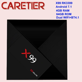 

R-TV BOX 2018 X99 TV Box RK3399 6 core 4GB Ram 64GB Rom Android 7.1 Blueth with voice remote control 1pcs