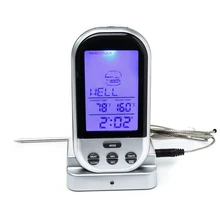 Digital Wireless Remote Kitchen Oven Thermometer/BBQ Grill Smoker Meat Thermometer with Sensor Probe,Temperature Gauge&Alert